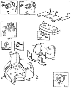Muffer Exhaust And Top Plate Assembly Diagram and Parts List for 402700-402799  Briggs and Stratton Engine